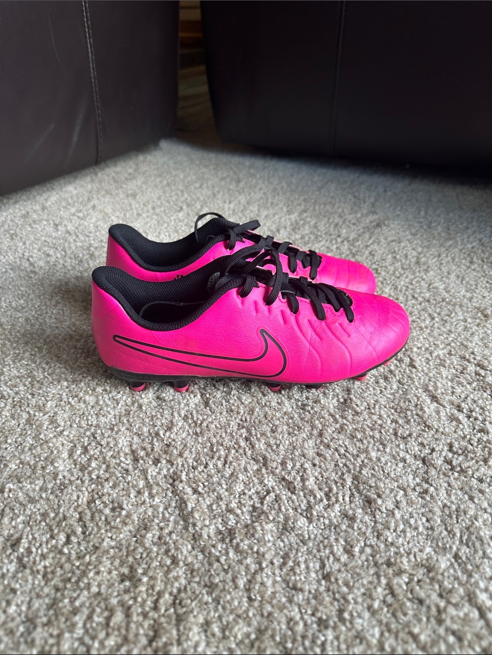 Nike Hot Pink Soccer Cleats with Black Details